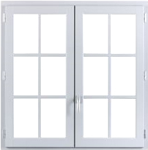 Fenêtre PVC blanc 2 vantaux avec petits bois. Charente Menuiseries Miroiterie à La Rochefoucauld.