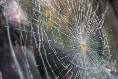 Glass broken cracks splinters